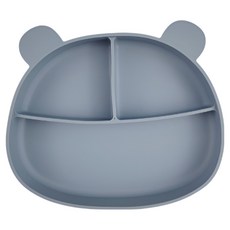Sarasara幼兒用小熊矽膠吸盤餐盤, 1個, 藍色