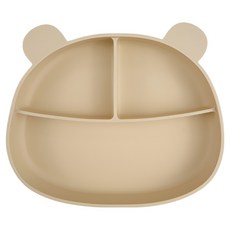 Sarasara幼兒用小熊矽膠吸盤餐盤, 1個, 象牙白