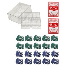 Free Pick撲克籌碼 Das Ssa Dot Com撲克籌碼 200入+壓克力盒+撲克牌 2入組, 1套, 混色