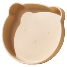 Raondam 嬰幼兒用小熊矽膠吸附餐盤, 1個, 象牙色, 單品