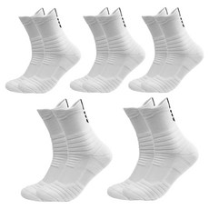Aster 雙層緩衝運動中筒襪組, 白色, 5個