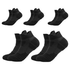 Aster 雙層緩衝運動襪組 短筒, 黑色, 5個