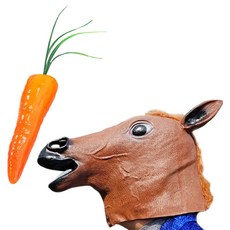 Party09 馬面具 + 模型紅蘿蔔組合, 1套, 棕色(馬面具), 隨機出貨(模型紅蘿蔔)