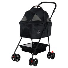 디클펫 러비어스 반려동물 캐리어 분리형 접이식 폴딩 유모차 데일리, 블랙, 1개