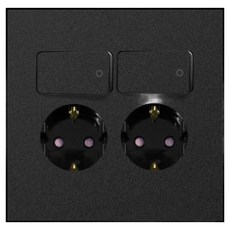 winners Bello 霧面附開關2孔插座 黑色, 1個