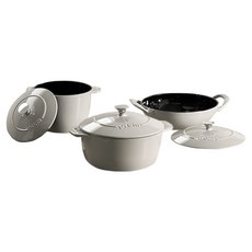 Frem 鑄鐵鍋 3件組, 1套, 鐵鍋+迷你炒鍋+飯鍋, 淺灰色