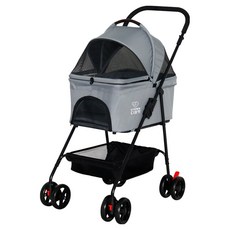 러비어스 반려동물 캐리어 분리형 접이식 폴딩 유모차 데일리, 그레이, 1개
