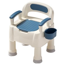 羅西特拉 家用孕婦老人用移動式室內馬桶 加高柔軟PU座墊 44.2 x 53.3 x 51.1 x 67.2 cm, 1個, 藍色