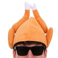 Party09 炸雞帽 + 黑色方形太陽眼鏡組合, 1套, 棕色(炸雞帽)