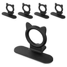 PEONIST 貓咪矽膠浴室馬桶把手 5入, 黑色