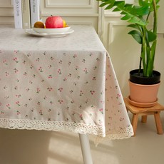 efactory Judy N 迷你圖案防水桌布, 1個, 迷你櫻桃, 4人用(180 x 140 cm)