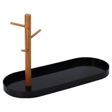 化妝品飾品收納整理託盤 橢圓形, 1個, 黑色