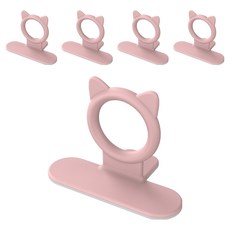 PEONIST 貓咪矽膠浴室馬桶把手 5入, 粉紅色