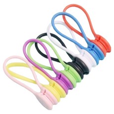 Frien-G 各色笑臉矽膠磁吸束線帶8件組, 1套, 極致黑, 甜美粉, 檸檬黃, 海洋藍, 奶油白, 清新綠, 印地安紅, 羅勒紫