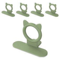 PEONIST 貓咪矽膠浴室馬桶把手 5入, 綠色