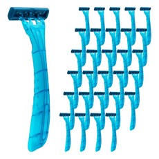 Dyubing 不鏽鋼三刀片拋棄式刮鬍刀 藍色, 30個, 1入