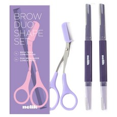 넬릭 눈썹가위 + 듀얼 눈썹칼 2p 세트, 1세트, 퍼플