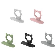 PEONIST 貓咪矽膠浴室馬桶把手5件組, 白色, 粉紅色, 綠色, 黑色, 灰色