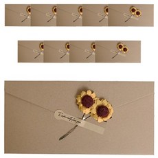 Eumes 花朵裝飾零用錢信封 110 x 220 mm, 10個, 牛皮色