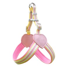 요런개 반려동물 하트 줄무늬 하네스, 01 핑크, 1개