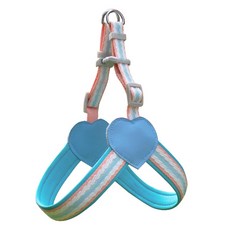 요런개 반려동물 하트 줄무늬 하네스, 02 블루, 1개