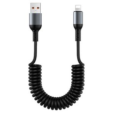 케이스틱 코일 스프링 100w A타입-8핀 고속충전 케이블, 블랙, 1개, 1.5m