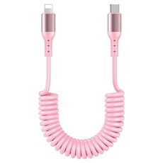 케이스틱 코일 스프링 60w C타입-8핀 고속충전 케이블, 핑크, 1개, 1.5m