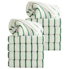 TowelToktok 時尚條紋紗染毛巾 190g 精梳棉, 10個, 綠色