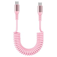 線圈彈簧 100W Type-C to Type-C 高速充電線, 1個, 1.5m, 粉紅色