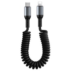 捲線彈簧 60w Type-C to 8-pin 高速充電線, 1個, 1.5m, 黑色