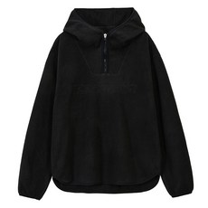 PanAm 男女通用字體標誌微刷毛寬鬆保暖連帽衫 3112