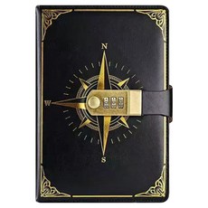 MAME 秘密萬年曆日記本附鎖筆記本秘密日記本, 1個, 復古黑