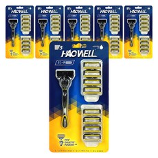 HAOWELL HAOWELL 男士用5層刀片刮鬍刀刀柄 + 9入刀片組, 6套