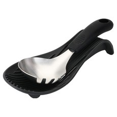 NEWVIA 迷你湯勺矽膠底座組, 1套, 迷你湯勺 + 底座, 黑色