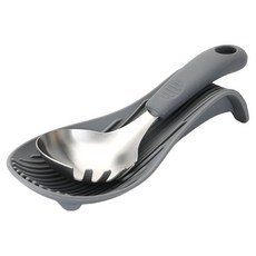 NEWVIA 迷你湯勺矽膠底座組, 1套, 迷你湯勺 + 底座, 灰色