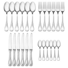 DEGRENNE Marquis 中空握柄鍍層4件 x 6p 餐具組, 銀色, 1套, 叉子 21.6cm + 刀子 23cm + 湯匙 20.4cm + 茶匙 15.2cm