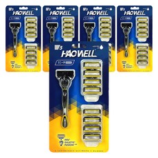 HAOWELL Haowell 男士用5層刀片刮鬍刀柄 + 9入刀片組, 5套