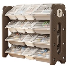 lilikoko 哩哩摳摳 萌熊鐵桿收納架 組合5, 4層, 檀木褐