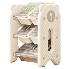 lilikoko 哩哩摳摳 萌熊鐵桿收納架 組合1, 3層, 玉蓮白