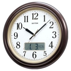 RHYTHM 日本麗聲時計 經典歐式多功能掛鐘, 可可棕