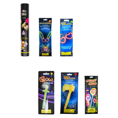 Party Club 夜光愛心眼鏡 + 夜光兔子眼鏡 + 夜光斧頭 + 夜光劍 + 夜光棒棒糖 混合顏色 + 夜光手環 混合顏色 50入組合, 1套, 隨機出貨