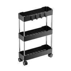 小麥購物 置物推車 窄款 L803, 黑色, 3層