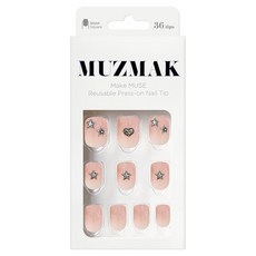 뮤즈마크 리유저블 숏 스퀘어 네일팁 세트, 엔젤 펑크, 1세트