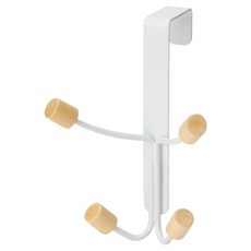 鐵藝原木門後掛勾 4勾, 1個, 白色