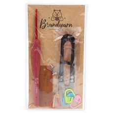 브랜드얀 코바늘 5/0호 3.00mm 기초세트, 레드(코바늘), 혼합색상(쪽가위, 돗바늘, 단수링, 숄트레지가죽라벨), 1세트