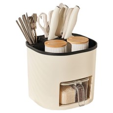 BangJiaShi 幫家適 360度旋轉置物瀝水架 24.5 x 24.5 x 22.5cm, 米白色, 1個