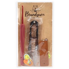 브랜드얀 코바늘 4/0호 2.50mm + 쪽가위 + 돗바늘 + 단수링 5종 + 숄트레지가죽라벨 기초세트, 레드(코바늘), 1세트