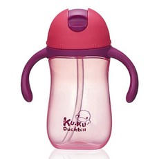 KU.KU Duckbill 酷咕鴨 亮彩訓練吸管杯, 粉色, 260ml, 1個
