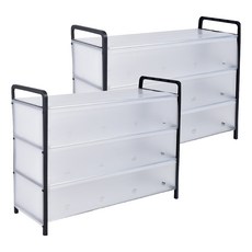 居家達人 簡易DIY4層收納防塵鞋架 加長款, 白色, 2個