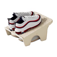 小麥購物 水波紋雙層鞋架鞋托/鞋子收納架 L2380, 1個, 奶白色